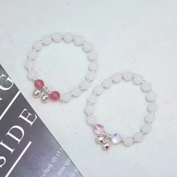 冰透感水晶鈴鐺×固定式串珠手鍊×共二色