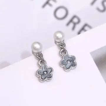 925銀針&times;珍珠小藍花&times;吊墜耳環