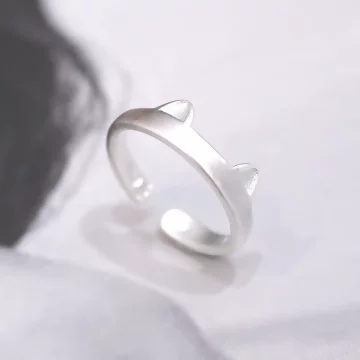 925銀飾&times;小貓耳朵&times;開口戒指