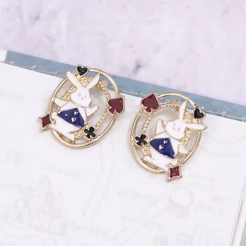 趕時間的撲克牌小兔&times;吊墜耳環