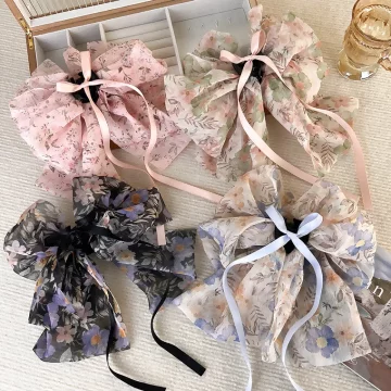 雪紡碎花蝴蝶結&times;抓夾髮夾&times;共四色