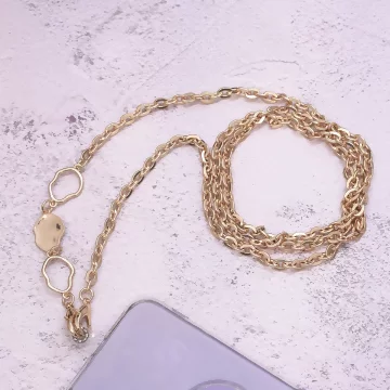 個性金屬貝殼&times;手機斜背雙勾掛繩&times;金色