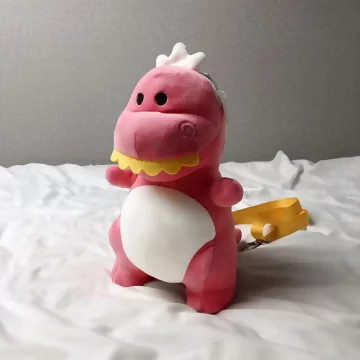 毛絨絨恐龍娃娃×斜背包×粉紅