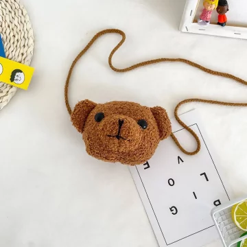 絨毛熊寶寶&times;棉繩斜背包&times;棕咖