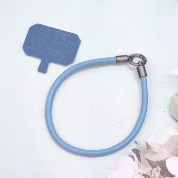 單色簡約皮革&times;手機腕帶掛繩&times;藍色