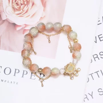 橘金長命鎖喵喵&times;固定式串珠手鍊