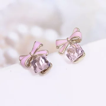 可愛蝴蝶結水晶&times;吊墜耳環