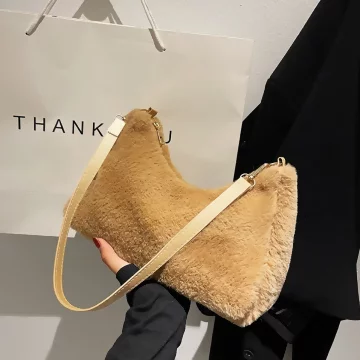 毛絨小單肩&times;肩背袋&times;卡其
