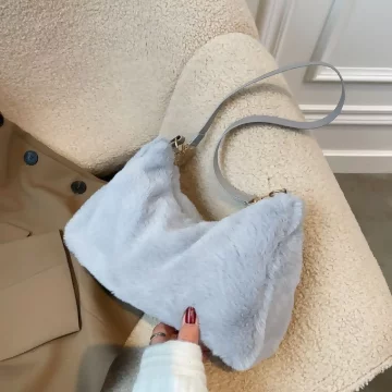 毛絨小單肩&times;肩背袋&times;灰色