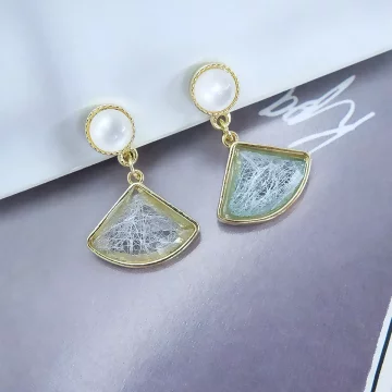 宮廷扇貓眼髮絲紋&times;三角耳夾