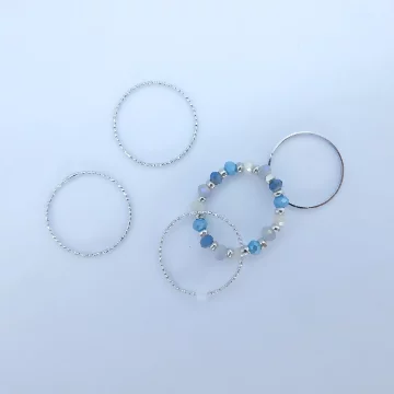 碎銀灰晶串珠×五套件戒指組×灰藍