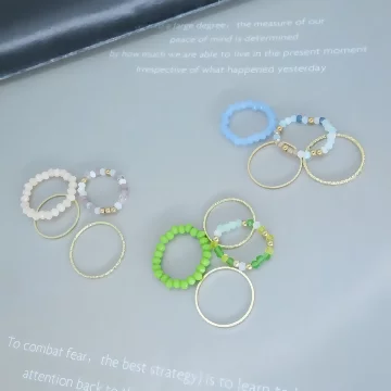 繽紛彩珠&times;四套件戒指組&times;共三色