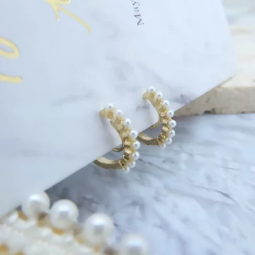 一字珍珠&times;蚊香盤U型耳夾