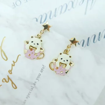 杯緣小白熊&times;吊墜耳環