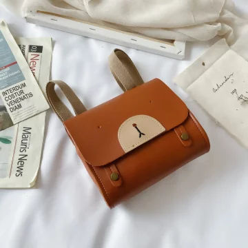 兒童皮革卡通熊&times;後背包&times;深棕