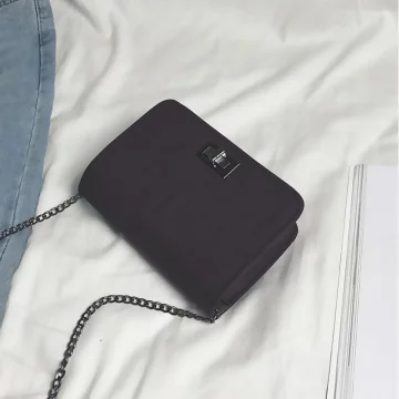 簡約髮絲紋鎖扣包&times;斜背包&times;黑色