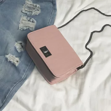 簡約髮絲紋鎖扣包&times;斜背包&times;粉色