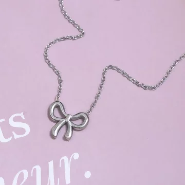 316鋼飾&times;蝴蝶結&times;鎖骨項鍊&times;銀色