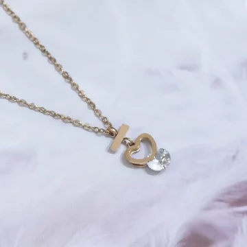 316鋼飾&times;心型鑽&times;鎖骨項鍊&times;金色