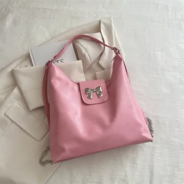 蝴蝶結皮革變形包&times;斜背包&times;粉色