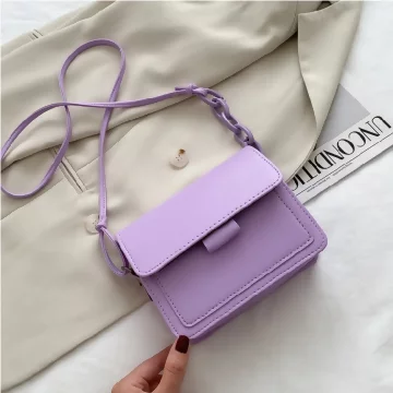 不對稱背帶掀蓋小方包&times;斜背包&times;粉紫