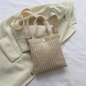 波浪燈芯絨信封包&times;斜背包&times;卡其色