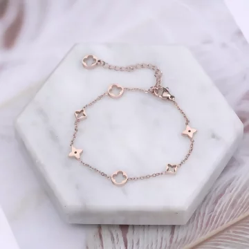 316鋼飾&times;方塊梅花&times;手鍊&times;玫瑰金