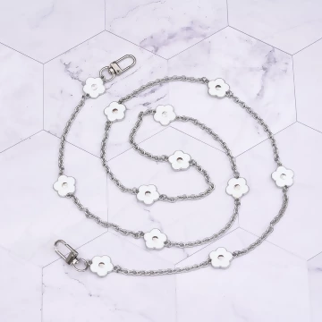 法式小花&times;手機斜背雙勾掛繩&times;白色