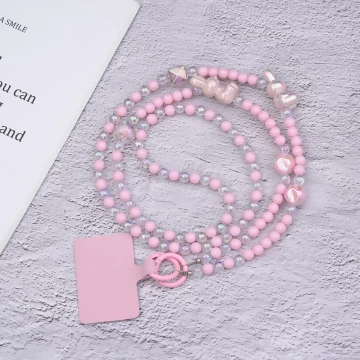 兔兔糖果圓珠&times;手機斜背雙勾掛繩&times;粉紅