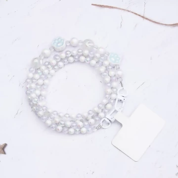 萌貓手掌糖果圓珠&times;手機斜背雙勾掛繩&times;白色