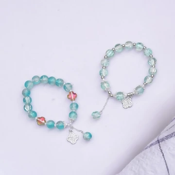 四葉草冰裂紋琉璃&times;固定式串珠手鍊&times;共二色