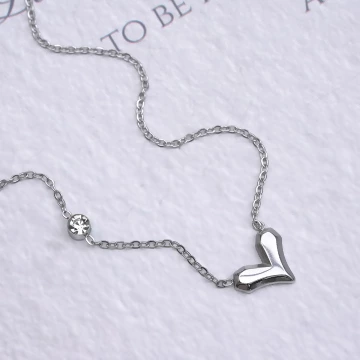 316鋼飾&times;愛心點鑽&times;鎖骨項鍊&times;銀色
