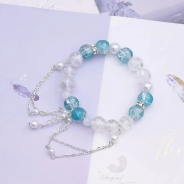 水波湛藍爆花晶&times;固定式串珠手鍊