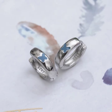 925銀針&times;藍色小蝴蝶&times;耳扣