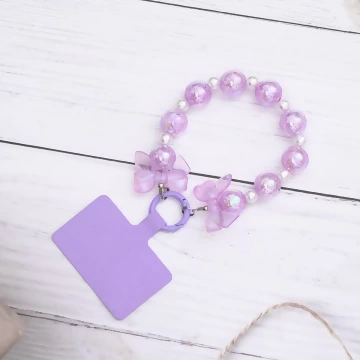 糖果紙炫彩蝴蝶結&times;手機腕帶掛繩&times;紫色