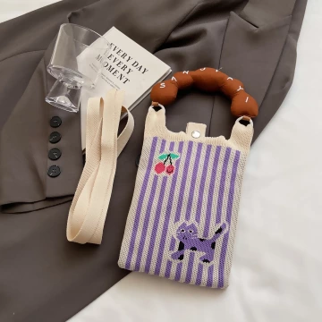 甜甜圈提把針織包&times;斜背包&times;紫貓櫻桃