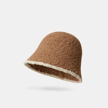 淑女毛絨漁夫帽&times;毛帽&times;棕咖白邊