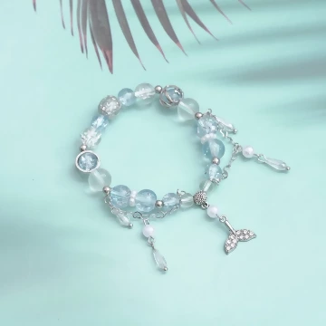 藍色妝姬人魚尾巴流蘇&times;固定式串珠手鍊