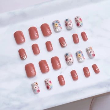 清新彩繪田園小花亮面&times;穿戴式手指甲片&times;二十四入