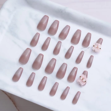 閃亮粉紅蕾絲亮面&times;穿戴式手指甲片&times;二十四入