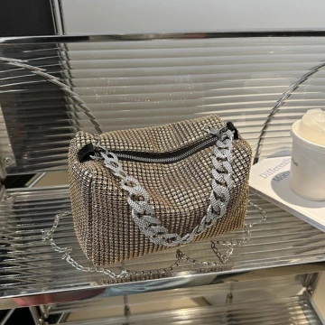 奢華滿鑽鍊條包×斜背包×金色