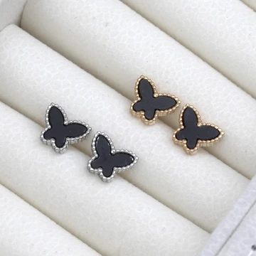316鋼飾&times;酷黑蝴蝶&times;耳釘&times;共二色