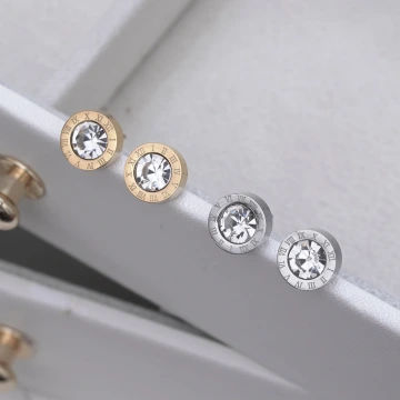 316鋼飾&times;羅馬數字晶鑽&times;耳釘&times;共二色