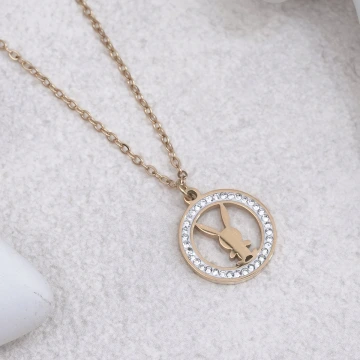 316鋼飾&times;晶鑽小兔&times;鎖骨項鍊&times;金色