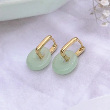 古典仿綠玉&times;吊墜耳扣