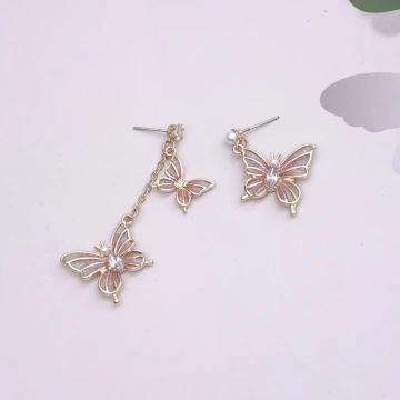 嬌嫩粉蝶&times;吊墜耳環