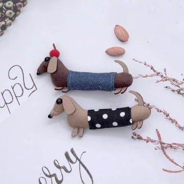 文青臘腸狗×二套件髮夾組