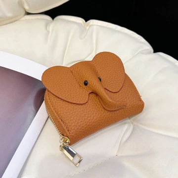 大象荔枝紋皮革&times;風琴卡夾&times;棕咖