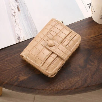 簡約鱷魚紋皮革&times;風琴卡夾&times;黃色