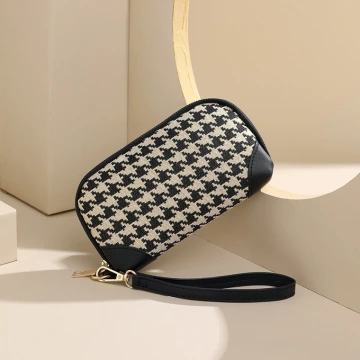 千鳥紋長版×手拿包×黑色